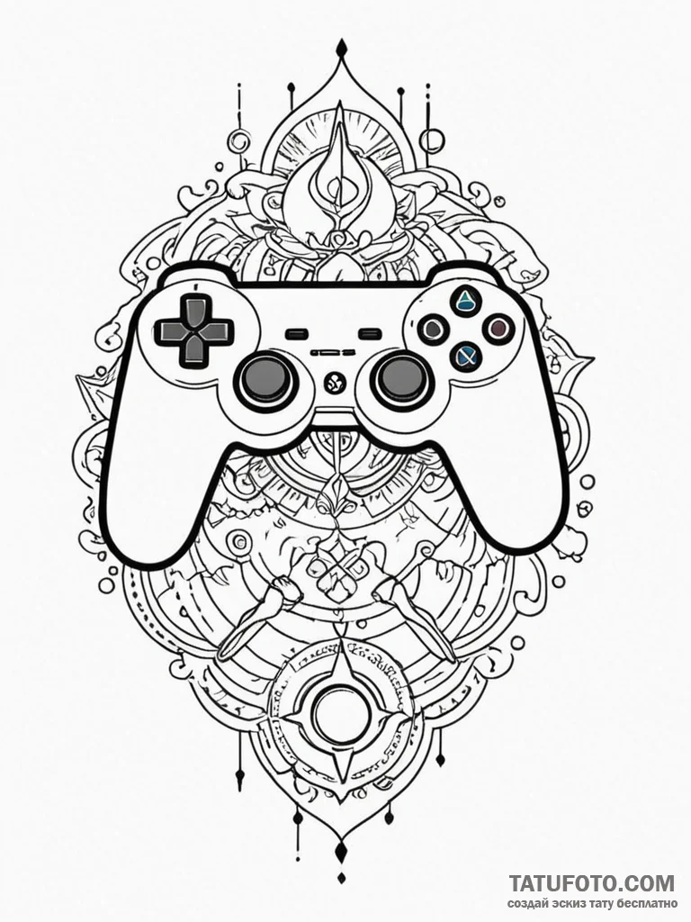 Tattoo sketch a controller's analog stick wit... - эскиз тату (№1752753366_0, 17.07.2025 11:56) — Tatufoto.com