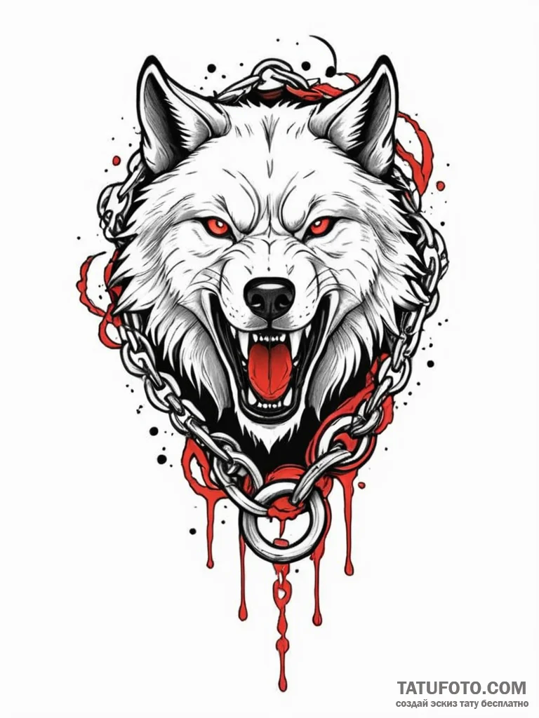 Tattoo sketch a fenrir wolf, breaking free fr... - эскиз тату (№1752753604_0, 17.07.2025 12:00) — Tatufoto.com