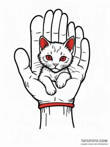 A minimalist tattoo of the "kitten mittens" f... - эскиз тату (№1752754070_0, 17.07.2025 12:07) — Tatufoto.com
