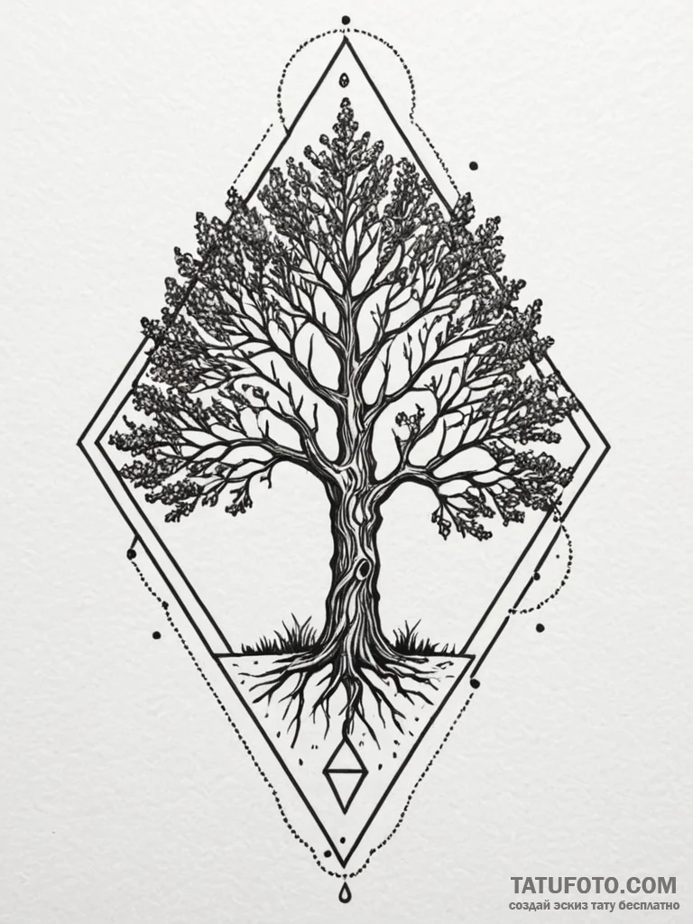 Tattoo sketch a stylized "ironwood" tree, sym... - эскиз тату (№1752754353_0, 17.07.2025 12:12) — Tatufoto.com