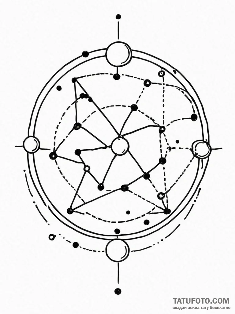 Tattoo sketch a zodiac constellation with a v... - эскиз тату (№1752754506_0, 17.07.2025 12:15) — Tatufoto.com