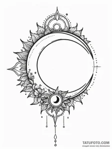 Tattoo design: a solar eclipse motif, with da... - эскиз тату (№1752754734_0, 17.07.2025 12:18) — Tatufoto.com