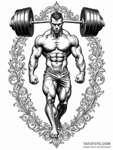 Tattoo sketch a powerful weightlifter's silho... - эскиз тату (№1752754811_0, 17.07.2025 12:20) — Tatufoto.com