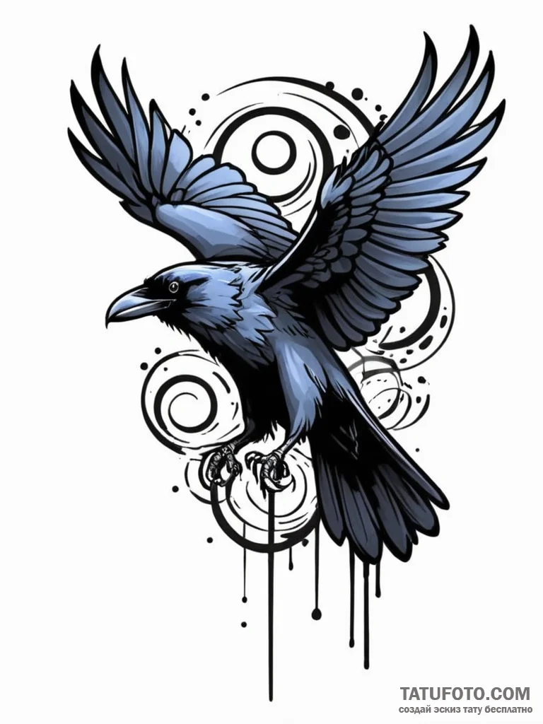 Black raven, concept art for tattoo, on a cle... - эскиз тату (№1752754886_0, 17.07.2025 12:21) — Tatufoto.com