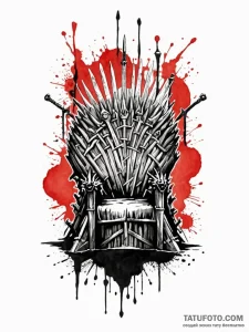 A trash polka tattoo of the iron throne, made... - эскиз тату (№1752755039_0, 17.07.2025 12:23) — Tatufoto.com