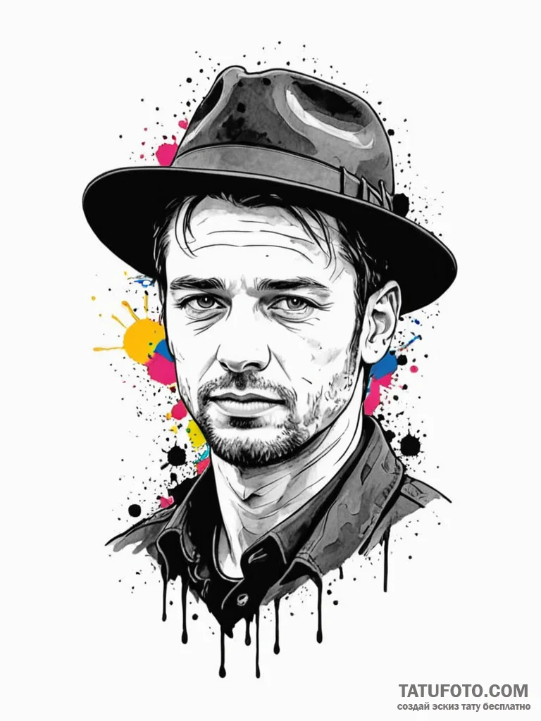 A trash polka portrait of joe miller from the... - эскиз тату (№1752755118_0, 17.07.2025 12:25) — Tatufoto.com