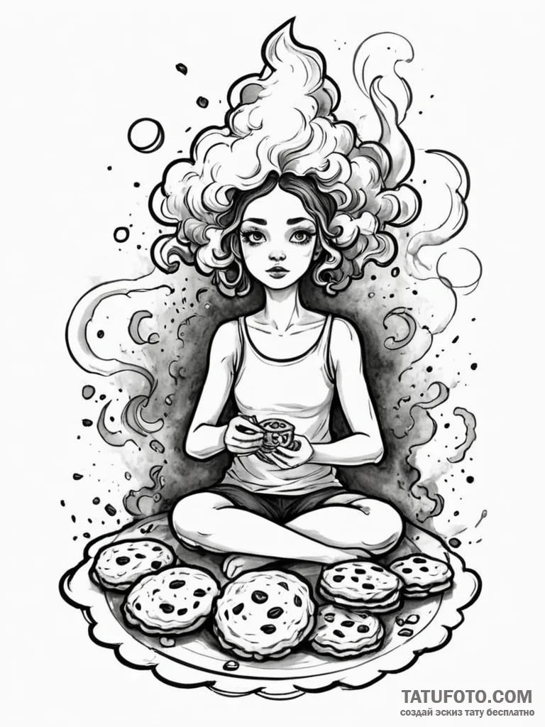 A sketch of the oracle, surrounded by smoke a... - эскиз тату (№1752755437_0, 17.07.2025 12:30) — Tatufoto.com