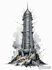 A watercolor sketch of the avengers tower,, t... - эскиз тату (№1752755516_0, 17.07.2025 12:31) — Tatufoto.com