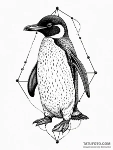 Penguin, tattoo line art, on a clean white pa... - эскиз тату (№1752755916_0, 17.07.2025 12:38) — Tatufoto.com