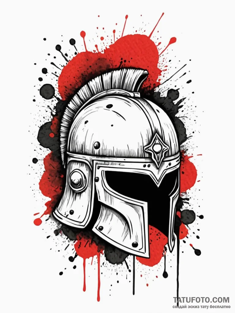 Tattoo sketch a roman centurion's helmet, sym... - эскиз тату (№1752755995_0, 17.07.2025 12:39) — Tatufoto.com