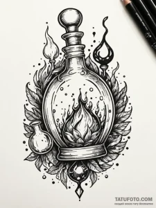 Tattoo sketch a stylized potion belt with var... - эскиз тату (№1752756233_0, 17.07.2025 12:43) — Tatufoto.com