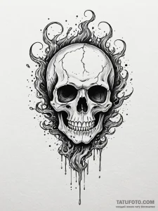 Tattoo sketch a "game over" skull in pixel ar... - эскиз тату (№1752756313_0, 17.07.2025 12:45) — Tatufoto.com