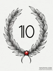 Tattoo sketch a number "100%" with a laurel w... - эскиз тату (№1752756473_0, 17.07.2025 12:47) — Tatufoto.com
