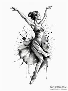 Tattoo sketch a small, graceful dancer's silh... - эскиз тату (№1752756795_0, 17.07.2025 12:53) — Tatufoto.com