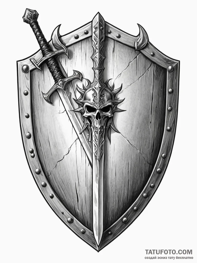 Tattoo design a medieval shield with a single... - эскиз тату (№1752757194_0, 17.07.2025 12:59) — Tatufoto.com
