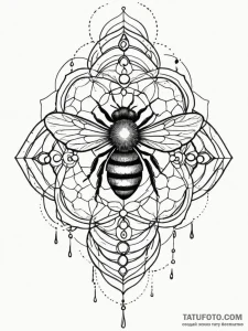 A close-up of a fresh piece of honeycomb, dri... - эскиз тату (№1752757353_0, 17.07.2025 13:02) — Tatufoto.com