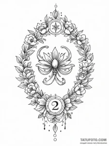 Tattoo design a floral arrangement forming th... - эскиз тату (№1752757514_0, 17.07.2025 13:05) — Tatufoto.com