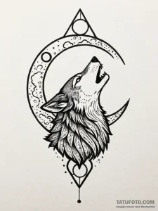 A dotwork tattoo design of a wolf howling at... - эскиз тату (№1752757593_0, 17.07.2025 13:06) — Tatufoto.com