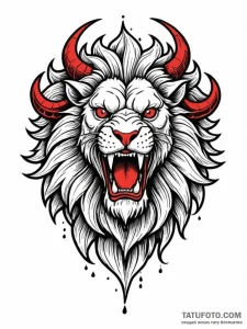 Manticore, ink illustration for tattoo, on a... - эскиз тату (№1752757754_0, 17.07.2025 13:09) — Tatufoto.com