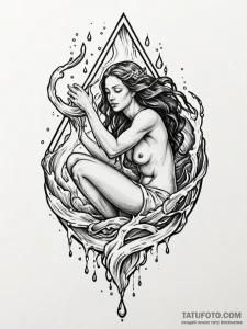 Tattoo sketch aquarius's water-bearer, with t... - эскиз тату (№1752757995_0, 17.07.2025 13:13) — Tatufoto.com