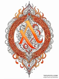120. tattoo sketch: watercolor "oud" rune in... - эскиз тату (№1752758392_0, 17.07.2025 13:19) — Tatufoto.com