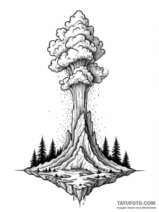 Tattoo sketch a geyser erupting with controll... - эскиз тату (№1752758472_0, 17.07.2025 13:21) — Tatufoto.com