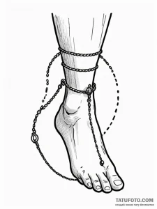 Tattoo sketch a foot with delicate ankle chai... - эскиз тату (№1752758953_0, 17.07.2025 13:29) — Tatufoto.com