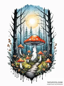 A watercolor sketch of a mysterious forest wi... - эскиз тату (№1752759034_0, 17.07.2025 13:30) — Tatufoto.com