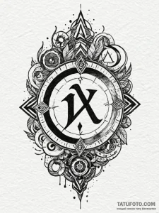 140. tattoo sketch: "ud" rune surrounded by s... - эскиз тату (№1752759356_0, 17.07.2025 13:35) — Tatufoto.com