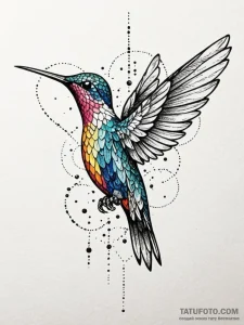 Tattoo design a subtle hummingbird, its wings... - эскиз тату (№1752759673_0, 17.07.2025 13:41) — Tatufoto.com