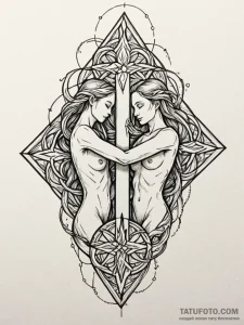 Tattoo design a subtle representation of two... - эскиз тату (№1752759993_0, 17.07.2025 13:46) — Tatufoto.com