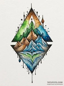 Tattoo sketch: watercolor splashes of earthy... - эскиз тату (№1752760073_0, 17.07.2025 13:47) — Tatufoto.com