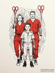 A sketch of the tethered family from us, with... - эскиз тату (№1752760234_0, 17.07.2025 13:50) — Tatufoto.com