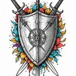 Tattoo design a shield with two crossing swor... - эскиз тату (№1752760693_0, 17.07.2025 13:58) — Tatufoto.com
