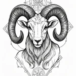 Tattoo sketch an aries ram's head with a cele... - эскиз тату (№1752761311_0, 17.07.2025 14:08) — Tatufoto.com