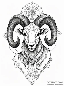 Tattoo sketch an aries ram's head with a cele... - эскиз тату (№1752761311_0, 17.07.2025 14:08) — Tatufoto.com