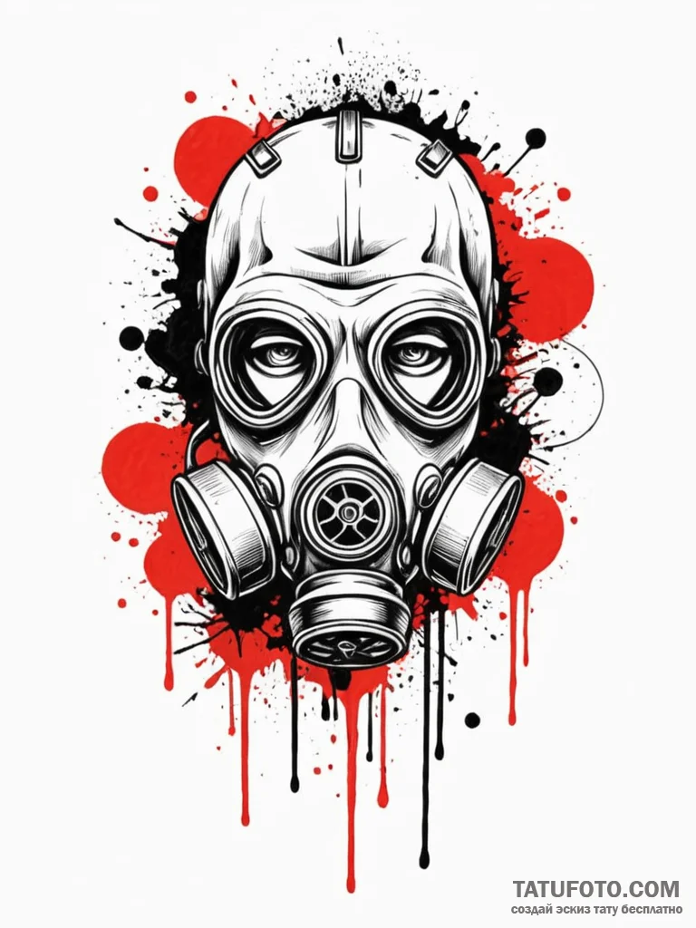 Gas mask, artistic tattoo sketch, black outli... - эскиз тату (№1752761387_0, 17.07.2025 14:09) — Tatufoto.com