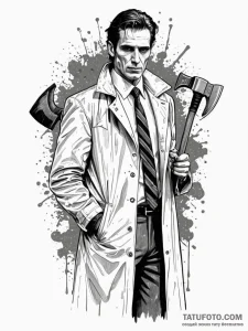 A trash polka portrait of patrick bateman fro... - эскиз тату (№1752768199_0, 17.07.2025 16:03) — Tatufoto.com