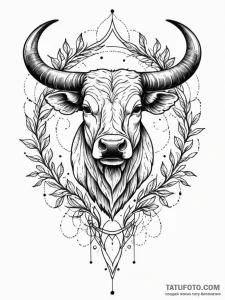 Tattoo design a taurus bull, its body formed... - эскиз тату (№1752768708_0, 17.07.2025 16:11) — Tatufoto.com