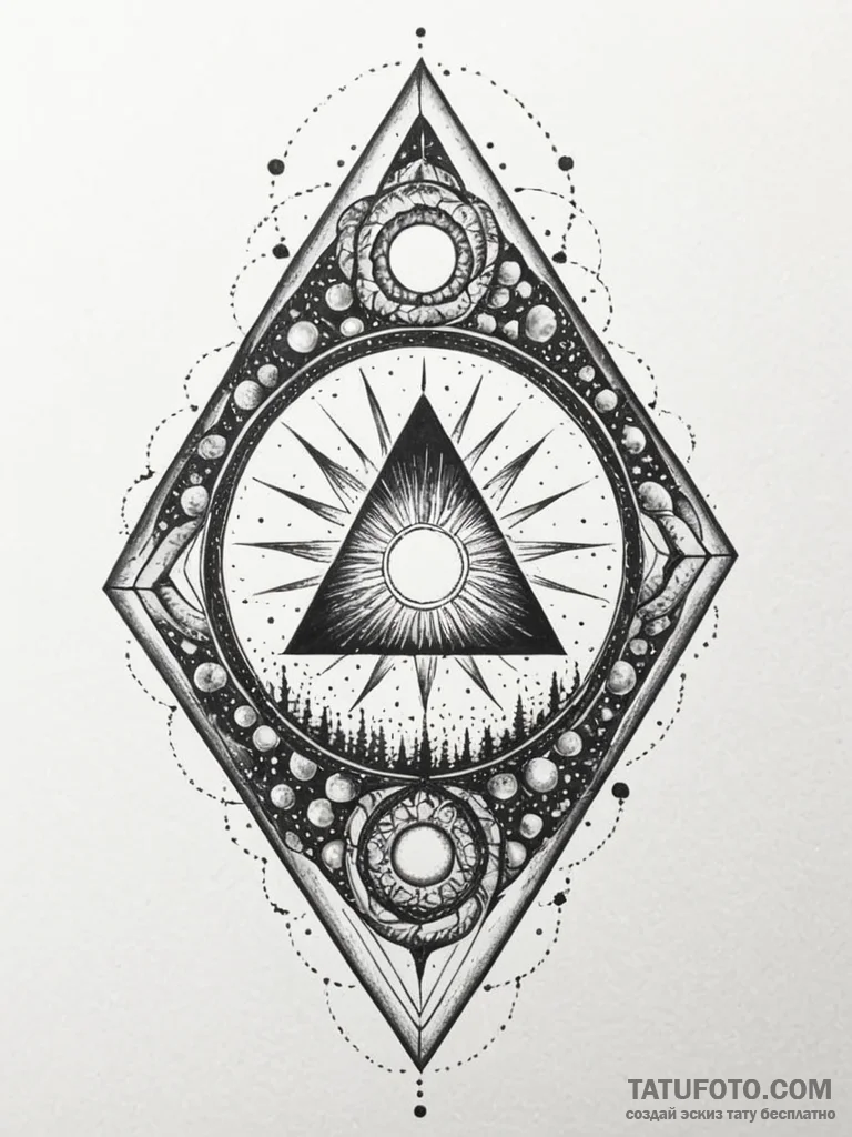 Tattoo sketch a stylized portal opening to a... - эскиз тату (№1752768952_0, 17.07.2025 16:15) — Tatufoto.com