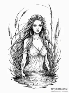 An ethereal watercolor tattoo sketch of a rus... - эскиз тату (№1752769196_0, 17.07.2025 16:19) — Tatufoto.com