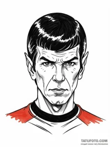 A sketch of spock, with a raised eyebrow, "fa... - эскиз тату (№1752769602_0, 17.07.2025 16:26) — Tatufoto.com