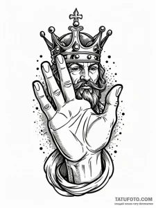 A minimalist tattoo of the hand of the king p... - эскиз тату (№1752769849_0, 17.07.2025 16:30) — Tatufoto.com