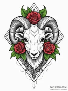 Tattoo sketch an aries ram's head, half reali... - эскиз тату (№1752770014_0, 17.07.2025 16:33) — Tatufoto.com