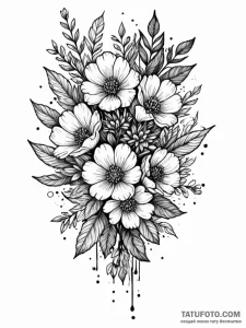 Tattoo design a bouquet of birth flowers for... - эскиз тату (№1752770174_0, 17.07.2025 16:36) — Tatufoto.com