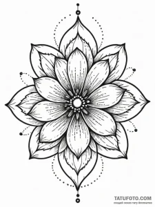 Tattoo design a silhouette of a flower, with... - эскиз тату (№1752770338_0, 17.07.2025 16:38) — Tatufoto.com