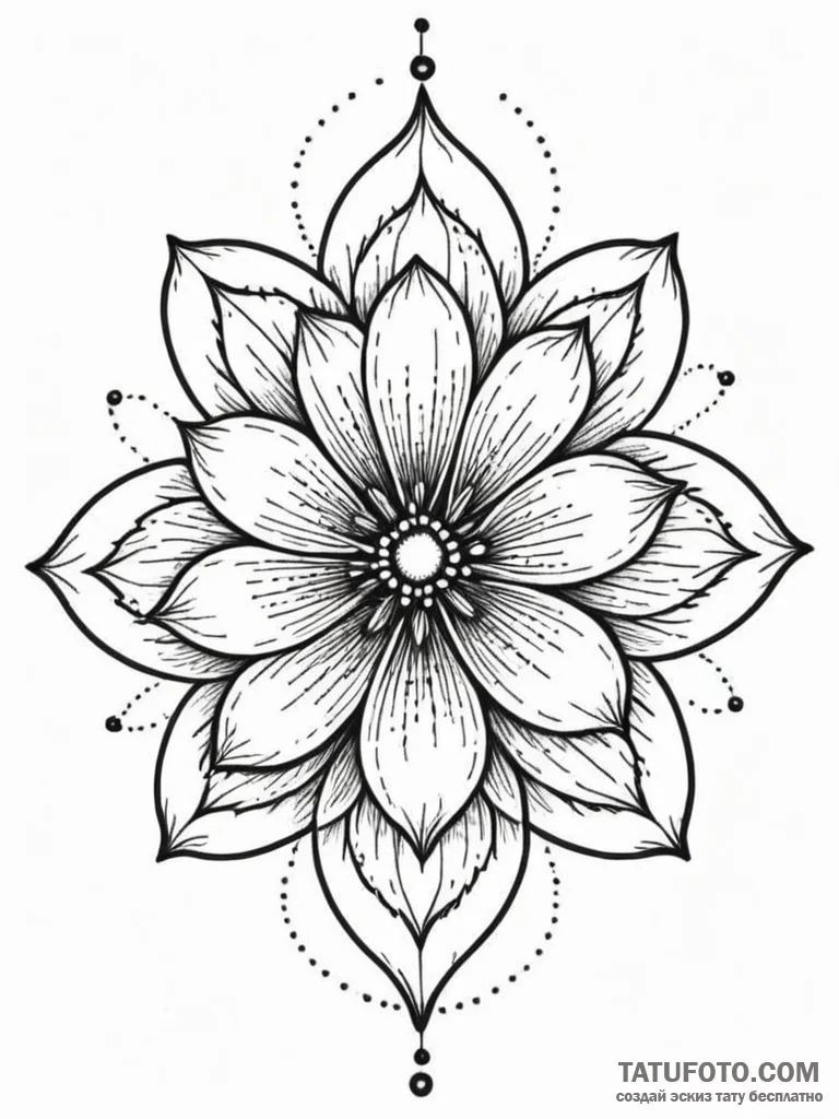 Tattoo design a silhouette of a flower, with... - эскиз тату (№1752770338_0, 17.07.2025 16:38) — Tatufoto.com