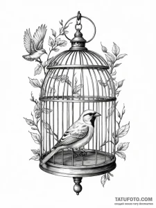 Bird and cage, concept art for tattoo, realis... - эскиз тату (№1752770420_0, 17.07.2025 16:40) — Tatufoto.com