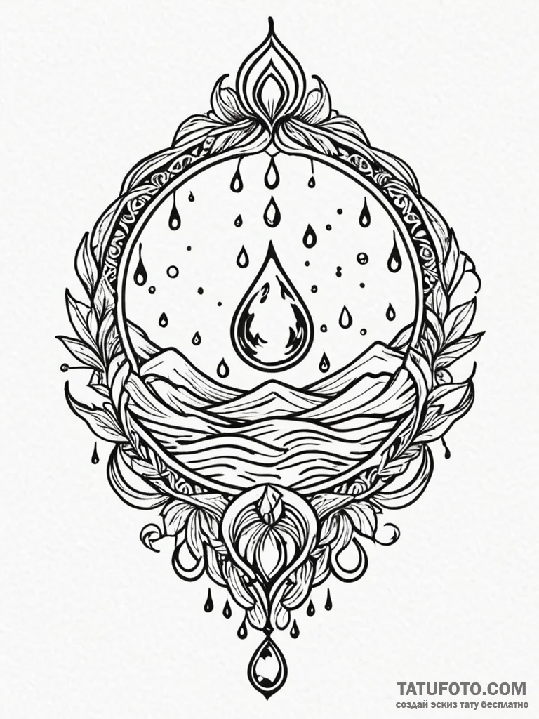 Tattoo design a water droplet creating a perf... - эскиз тату (№1752770664_0, 17.07.2025 16:44) — Tatufoto.com