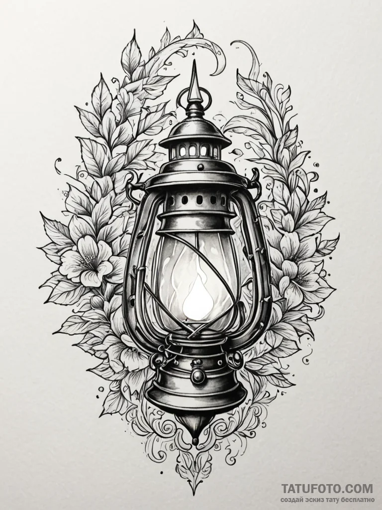 Tattoo design a fantasy adventurer's lantern... - эскиз тату (№1752770828_0, 17.07.2025 16:47) — Tatufoto.com